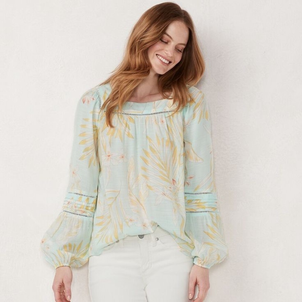 Women's LC Lauren Conrad Shirred Peasant Top